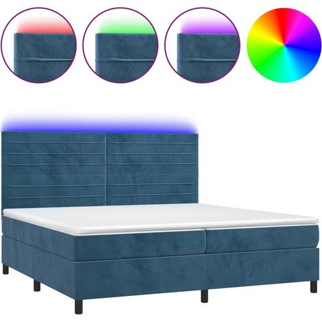 Maison Exclusive - Letto a Molle con Materasso e LED Blu Scuro 200x200 cm (1/5)