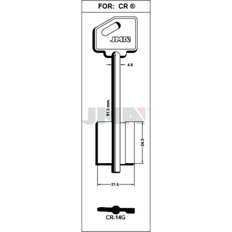 JMA llave gorja jma cr-14g (caja 10) , DETALLES
Referencia       CR-14G
Para:              CR ®
Catálogo         CAT. LLAVES-KEYS - C.11
Clase              GORJA LATON DOBLE PALETO