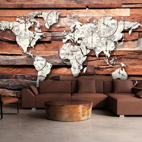 Papier peint carte sur bois - 250 x 175 cm (1/4)