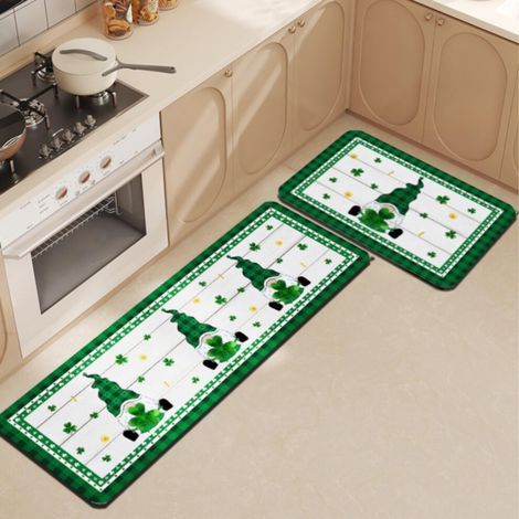 Tapis de sol Xubond pour la Saint-Valentin, motif quatre feuilles, décoration irlandaise pour l'entrée (40 x 60 cm et 40 x 120 cm), multicolore (1/5)