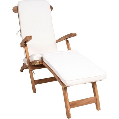 Chaise longue en teck ARRECIFE avec coussin