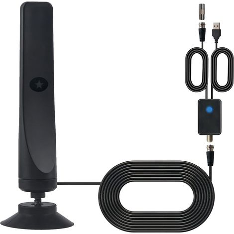 Antenne TV numérique compatible 4K et 1080p, fixation par ventouse, portée de 80 km, réception gratuite de tous les signaux TV - FFY (1/4)
