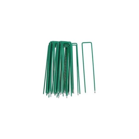 Paillage pour plante 50pcs Piquets de Fixation pour Jardin, Pelouse Agrafes en Forme de U pour Bâche Anti-Mauvaises Herbes, Galvanisés à Chaud (150 mm de Hauteur) (1/5)