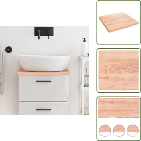 The Living Store Waschtischplatte Hellbraun 40x40x2 cm Massivholz Behandelt - Eichenholz Waschtischplatte (1/5)