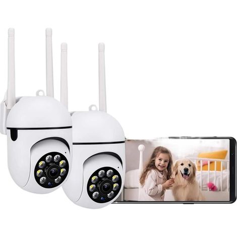 Caméra de Surveillance sans Fil 5MP PTZ (1/2/3/4 pièces) avec Wi-FI IP, Suivi Humain, Audio bidirectionnel et Vision Nocturne Couleur.(5MP 2PCS Camera) (1/5)