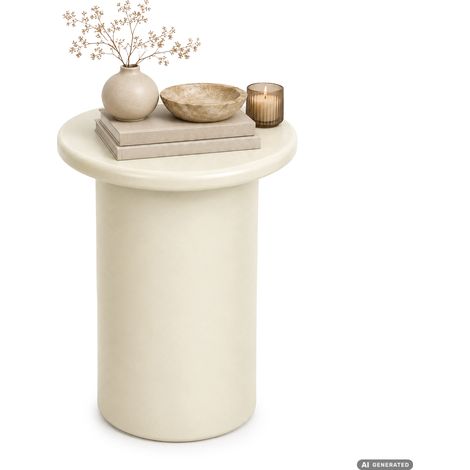 Runder Couchtisch MONO 30 cm Creme mit zylindrischem Sockel (1/5)