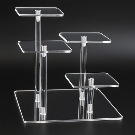 Claires Présentoir Acrylique Transparent Étagère pour Objets Bijoux et Objets de Collection, Étagère Multi-Niveaux Robuste et Durable, Support d'Affichage Clair pour Cosmétiques, Gâteaux (1/5)