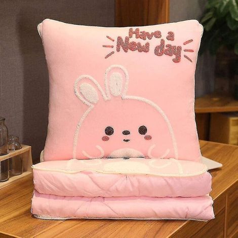 3-in-1-Mini-Multifunktionsdecke mit abnehmbarem Kissen im Cartoon-Stil, geeignet für Schlafzimmer, Zuhause, Büro, Auto, Klimaanlage, Sofa, Kissen und als Kuscheldecke. (1/5)