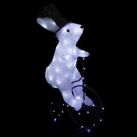 Fééric Lights And Christmas – Déco de Noël lapin lumineux sur vélo 64 LED blanc froid – 8 jeux de lumière – H 44 cm – IP44 pour extérieur (1/3)