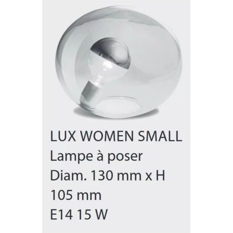 Lampe chevet ACKERMAN S en verre transparent – E14, 15 W, IP20, Ø13 x H10,5 cm