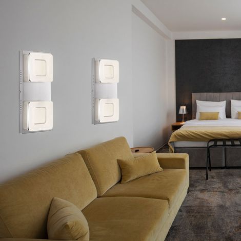 Wandleuchte LED Wandlampe Treppenhausleuchte satiniert Flurlampe 2 flammig Wohnzimmerlampe, 2x 18W 2x 540lm warmweiß, BxH 18x43 cm, 2er Set