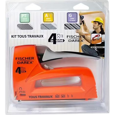 Kit multiusos grapadora y clavadora, grapas, caballos y puntas FISCHER DAREX - 25141649