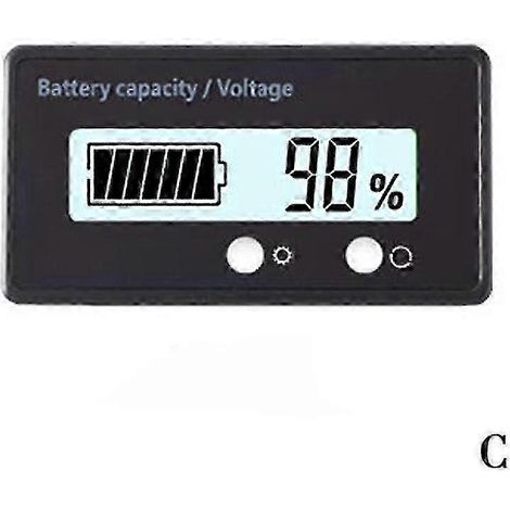 LCD-Batteriekapazitätsanzeige 12V-48V, digitales Voltmeter, Spannungsmonitor, weiß