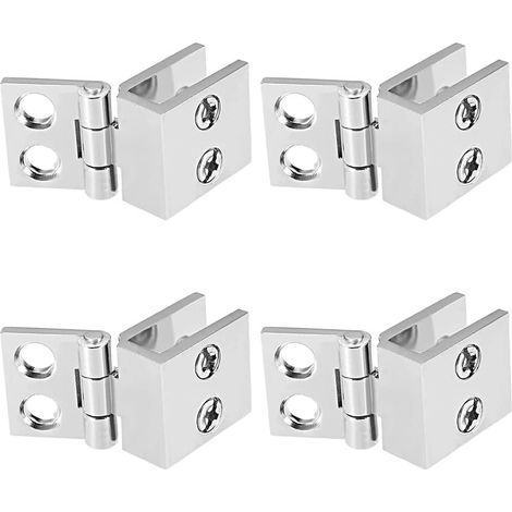 Lot de 4 charnières de porte en verre réglables pour porte de douche en verre de salle de bain