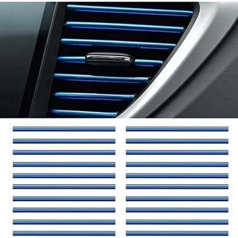 20 tiras decorativas para las rejillas de ventilación del coche, tiras decorativas para el interior del coche, accesorios de decoración para las rejillas de ventilación del aire acondicionado (azul) -