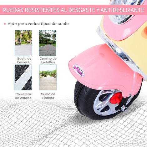Tricycle électrique pour enfants, alimenté par batterie, 6V, matériau métal + PP, 108x51x75 cm, rose. (1/5)