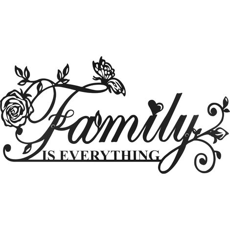 Family Is Everything Sign Wall Decor Living Room Sign Metal Wall Art Butterfly Flower Wall Decor Black Wall Decor for Dining Room Bedroom Kitchen (1/5)