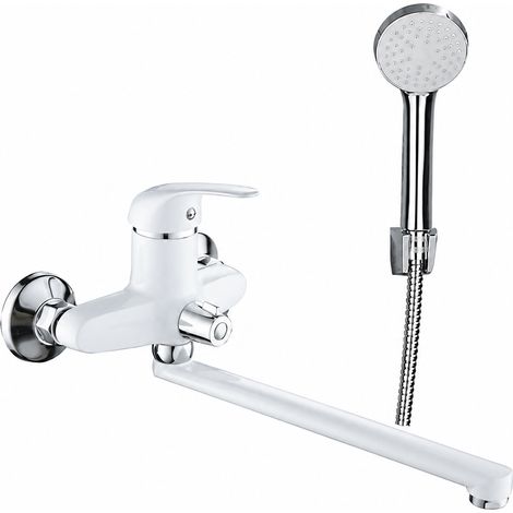 Mitigeur de douche mural blanc monocommande en laiton et zinc avec cartouche céramique, robinet de douche mural 1 kg – Livraison gratuite (1/5)
