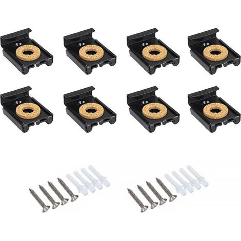 Set di 8 fissaggi per specchi - Clip a molla - Kit di montaggio a parete con tasselli e viti (nero) (1/4)