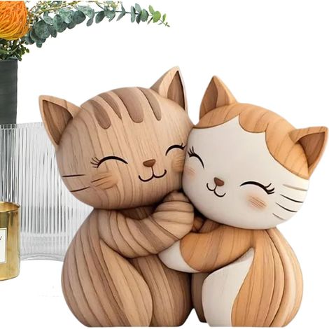 Panneau Chat Couple Bureau Pièce Maîtresse Décoration Maison s Décoratives Table Drôles Couple Chat 2D Pour Amoureux D'Animaux, Chambre, Salon, Étagère, Noël, Anniversaire, (1/5)