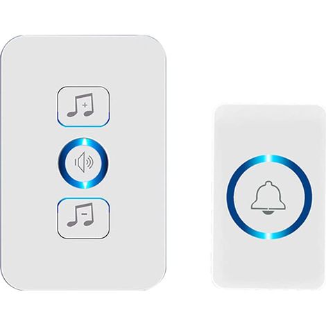 Sonnette Sans Fil Kit De Carillon De Porte Sans Fil Mural Résistant Aux Intempéries Avec Indicateur LED De 150 M Et 32 Mélodies Avec 1 Récepteurs4 Niveau De Volume Idéal Pour Convient Aux Hôtels