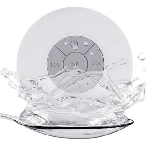 Blanc, mini enceinte Bluetooth avec ventouse, étanche, micro intégré, portable pour douche, salle de bain (1/5)