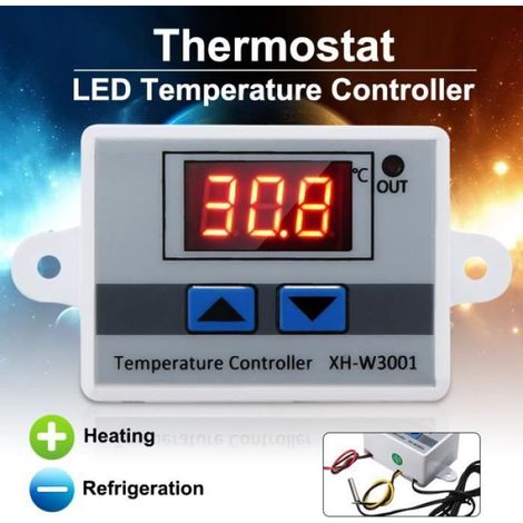 Thermostat Numerique - Regulateur Temperature - Sonde NTC10K 1m Etanche - Plage -50 a 110 C - Precision ±0,2 C - 220 V 10 A - 1500 W - 1 Unite (1/4)