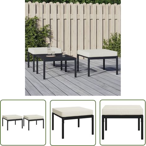2 pcs Tabourets de jardin avec coussins sable Chaises de jardin 60x60x35 cm acier 10651 (1/5)