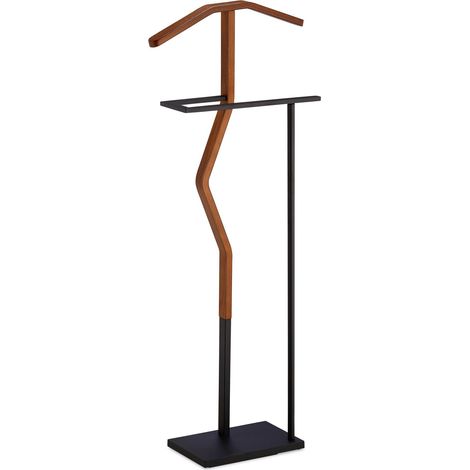 Valet de chambre élégant en bois et métal rangement vêtements 45,5 x 20 x 106,5 cm en bois noir (1/5)