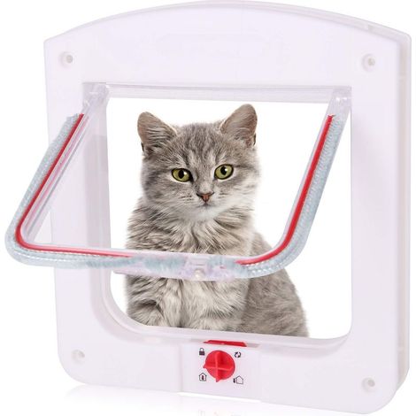 1 chatière à fermeture magnétique à 4 voies pour chats, grands chiens 22 x 20 x 3 cm, porte pour chien/chat/chatière pour animaux de compagnie, fenêtre murale intérieure, fermeture magnétique intérieu (1/5)