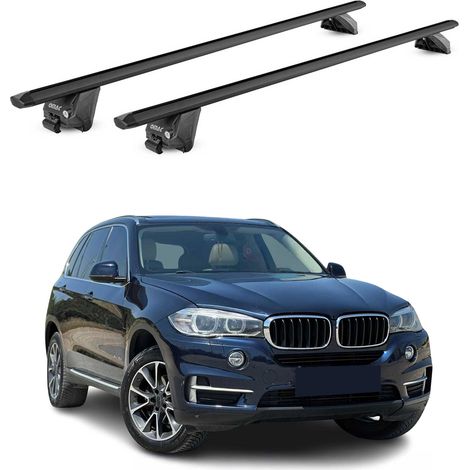 OMAC Dachträger Aluminium TÜV geprüft für BMW X5 F15 G05 2013-2026 – Für integrierte Dachreling – T Nut – Max 100 kg – 2 Schlösser Schwarz (1/5)