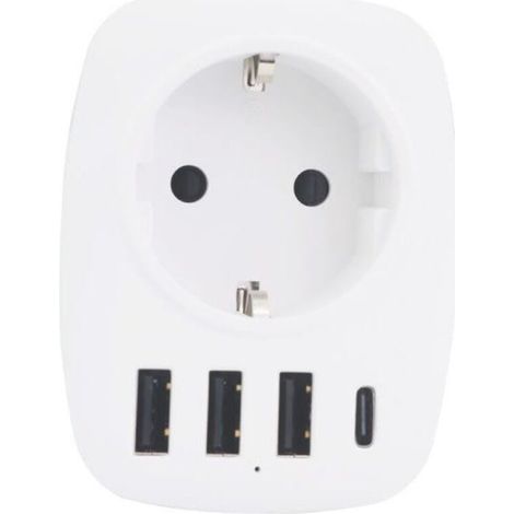 Multiprise USB, chargeur USB avec 1 sortie secteur, 1 port USB-C et 3 ports USB, compatible avec iPhone/iPad, idéal pour la maison (1/5)