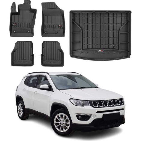 Kit Tapis de Sol et Coffre Compatible avec Jeep Compass 2016-2022 TPE Noir (1/5)
