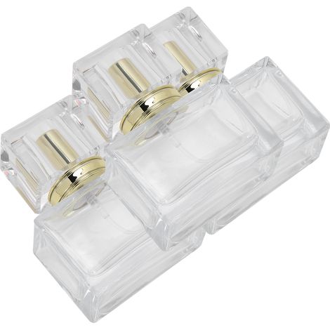Lot de 3 flacons de parfum vides en verre, rechargeables, pour maquillage, avec vaporisateur et distributeur, couleur or. (1/5)