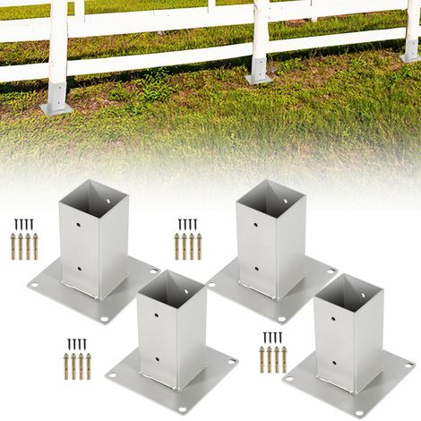 VINGO 4x Pied de poteau carré Pied à fixer pour poteau Poteaux De Clôture Pergola Pied de poteau 70x70mm (1/5)
