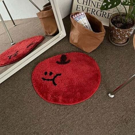 Tapis de salle de bain rouge – Tapis antidérapant en forme de pomme, tapis de sol absorbant en microfibre lavable (1/4)