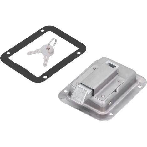 Loquet de porte, loquet de porte à palette en acier inoxydable 304, montage encastré avec 2 clés pour RV remorque feu pour loquet de porte, loquet de boîte à outils, loquet de porte à pagaie, poignée (1/5)