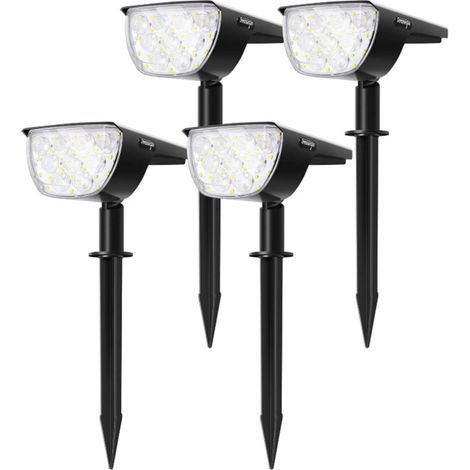Projecteur solaire de jardin 30 LED – 4 pièces – Blanc chaud (3000 K) – 3 modes d'éclairage – Étanchéité IP65 – Allumage/extinction automatique (1/5)