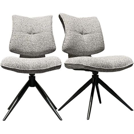 Lot 2 chaises rotatives tissu chiné gris avec dossier replié – IMOGEN (1/5)
