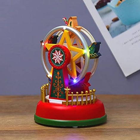 Mini Boîte à Musique de Noël, Carrousel de Musique Lumineux, Grande Roue, de Noël animé, Décoration de Bureau Romantique (A) (1/5)