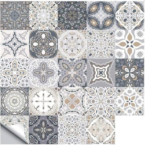 Autocollants de Carreaux muraux, Autocollant Sol carrelage Mural Stickers DIY Carreaux Decals pour la Cuisine Salon Salle de Bain Décoration de la Maison (20×20cm,24 PCS) (1/5)