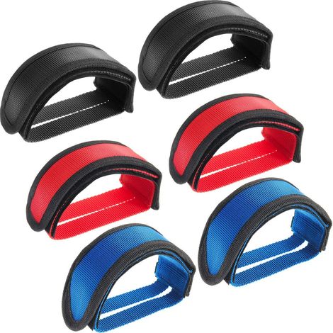 3 paires de sangles de pédales de vélo, sangles de pied auto-adhésives pour vélo à pignon fixe (rouge, noir, bleu) (1/5)
