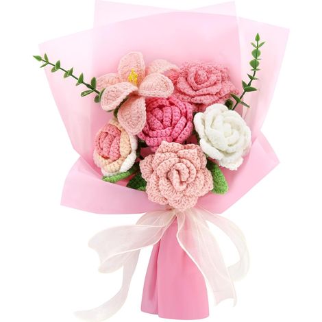 Bouquet de fleurs au crochet fait main (rose) (1/3)