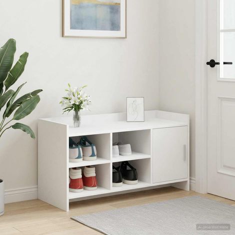 Meuble à chaussures blanc en bois d’ingénierie, porte pivotante, 100 x 39,5 x 51 cm - PANGIVO (1/5)