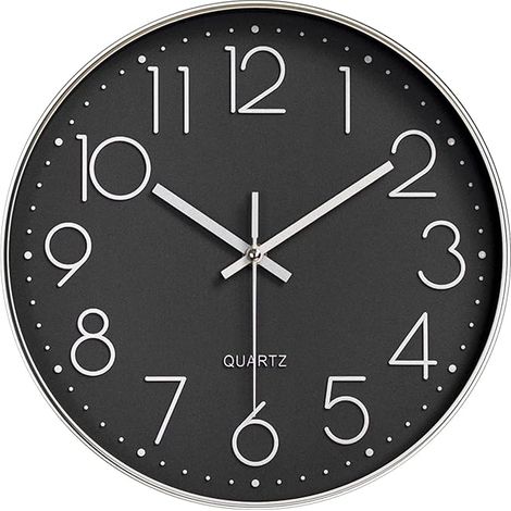 Horloge murale de 30 cm de diamètre, style moderne, mouvement à quartz silencieux, horloge numérique à piles pour salon, cuisine, bureau, chambre, bar, école (1/5)