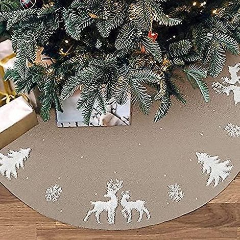 jupe Sapin De Nol, Jupe Sapin De Nol Beige 90 Cm, Tapis De Couverture De Base D'arbre De Nol 3d Elk, Pour Couvre-pieds Pour Dcorations De Fte De N (1/5)