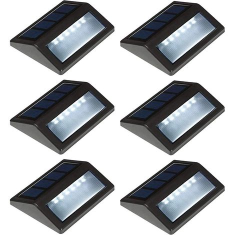 Lighting Solar Deck Lights Outdoor 6 Pack Waterproof LED Solar Step Lights for Stair Railing Patio Fence Wall Walkways Daylight White (1/4)