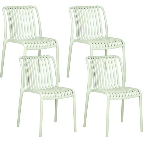 Conjunto de 4 sillas de de jardín de plástico para interior y exterior sin reposabrazos apilables verde claro Ariccia