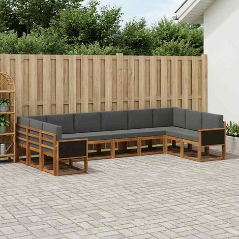 Ensemble de Canapé d'Extérieur 10 Pièces, Couleur Naturelle et Gris Charbon (1/5)
