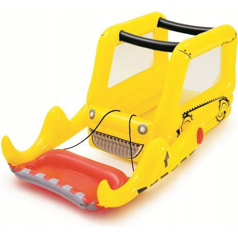 Saltador Hinchable con 25 Bolas de Juego Bestway Inflatable Bulldozer 198x105x84 cm Color Amarillo con Malla de Seguridad